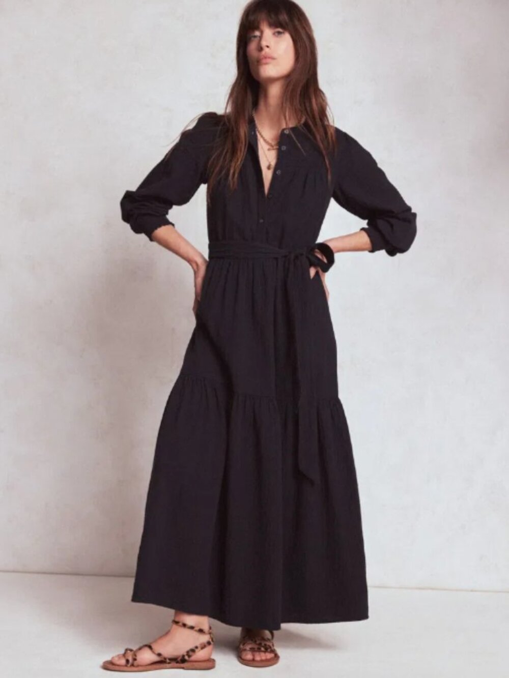 NWT Boden Cecily Double Cloth Midi Dress-Midnight Blue - size 6 Long
